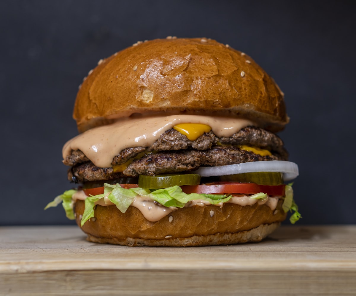 Gourmet burger at a trendy restaurant